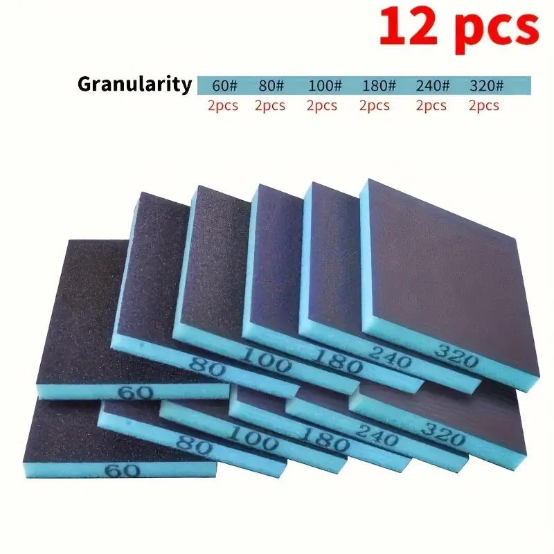 

12Pcs Sanded Sponge Block - Reusable Double Size Wet and Dry Mill Pad, Fabric Material with Alumina Granules