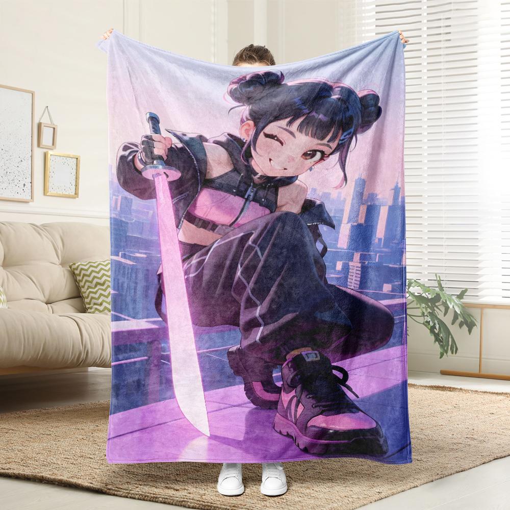 KPop Demon Hunters Colorful anime girl blanket: various shapes, fantasy patterns, comfortable and fashionable at home