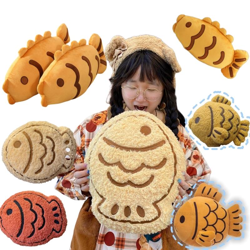 Nuovo Peluche Taiyaki a Forma di Pesce Snapper Giallo, Cuscino Peluche Animale Imbottito, Decorazione per Divano e Sedia, Regali di Compleanno e Natale