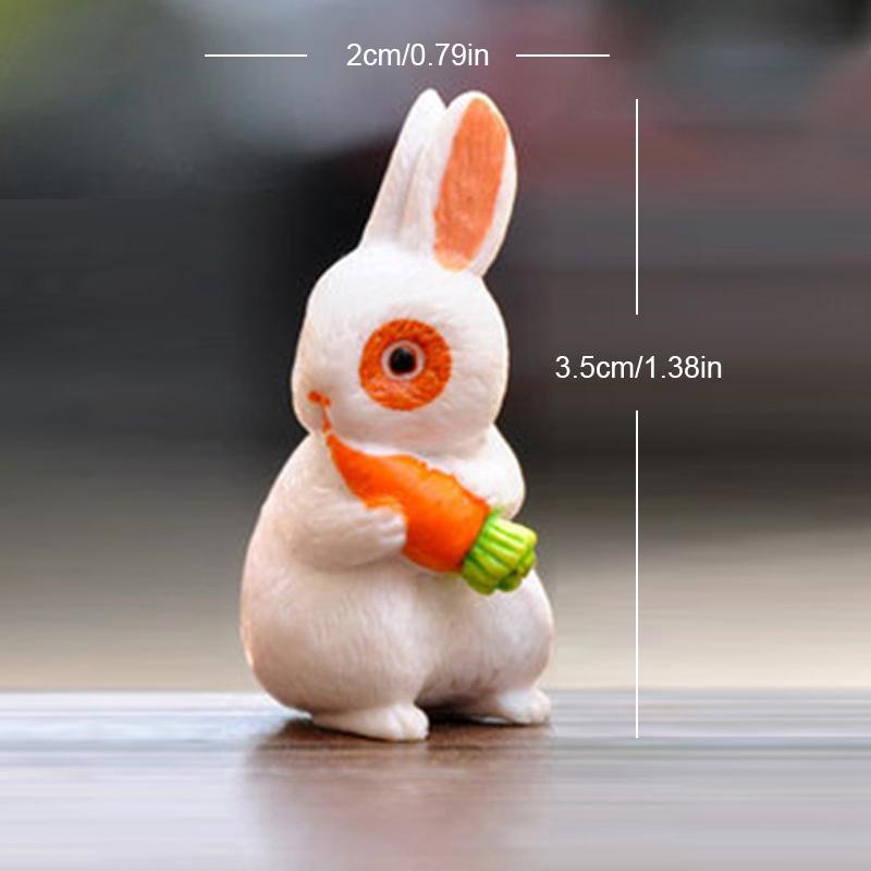 12pcs Miniature Rabbit Figurines Easter Bunny Ornaments Animal Sculpture Craft
