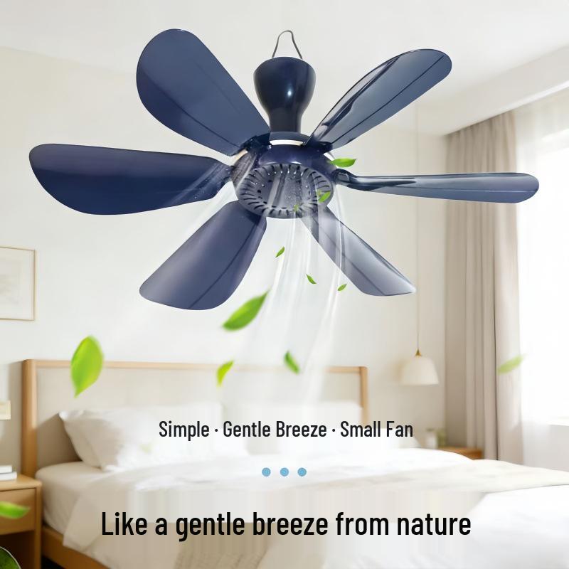 Silent Breeze Hanging Mini Ceiling Fan with Mosquito Net for Dorms and Beds