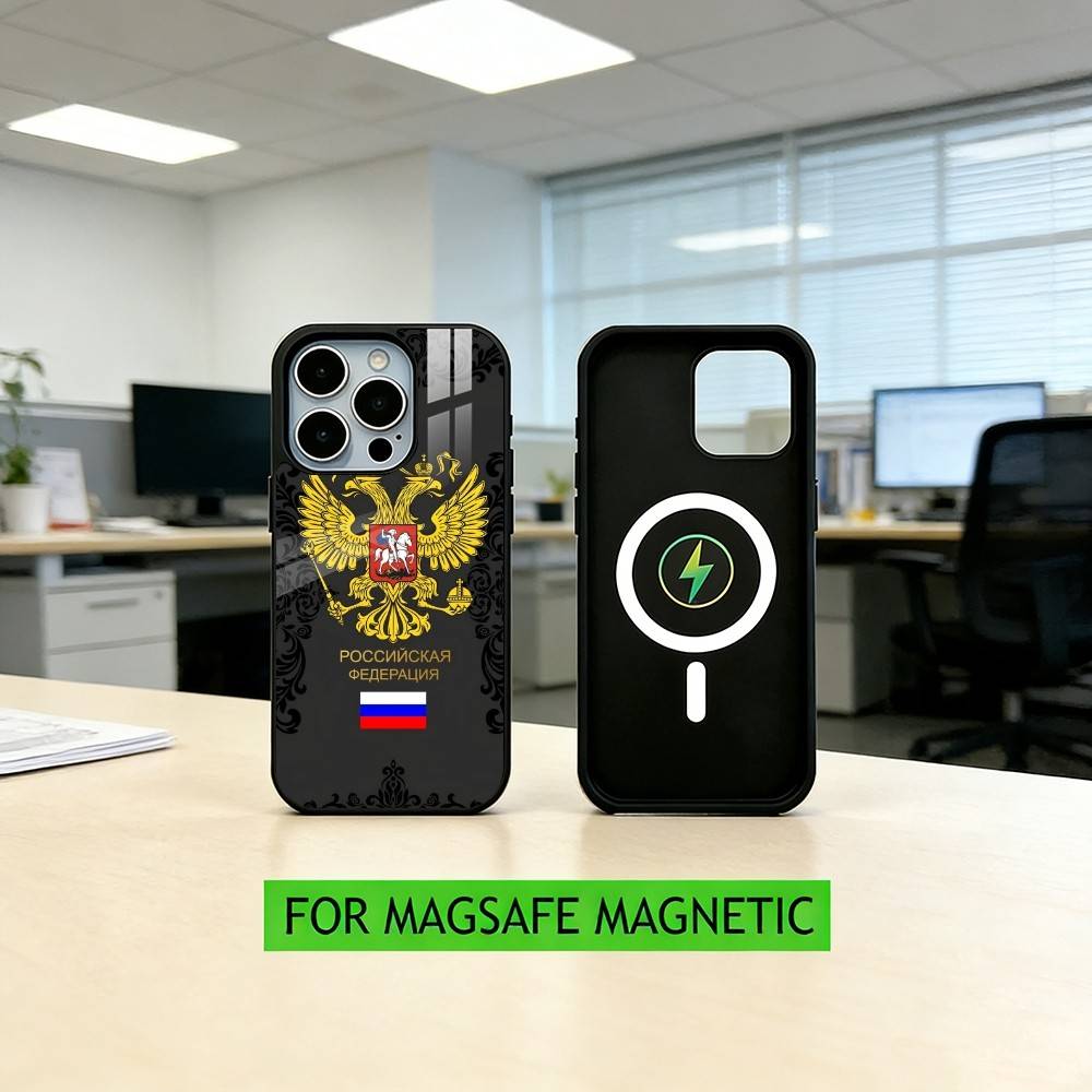 Russia F-Flag National Emblem  Phone Case For iPhone17,16,15,14,13,12,11 Plus,Pro Magnetic with Magsafe Wireless Charging