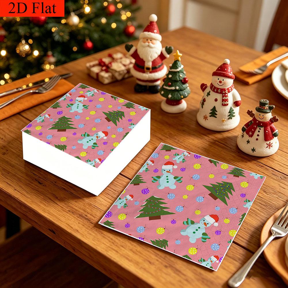 20pcs Disposable Napkins with Christmas Candy Pattern Print for Wedding,Parties,and Daily Use for Thanksgiving Fall Christmas Table Decoration