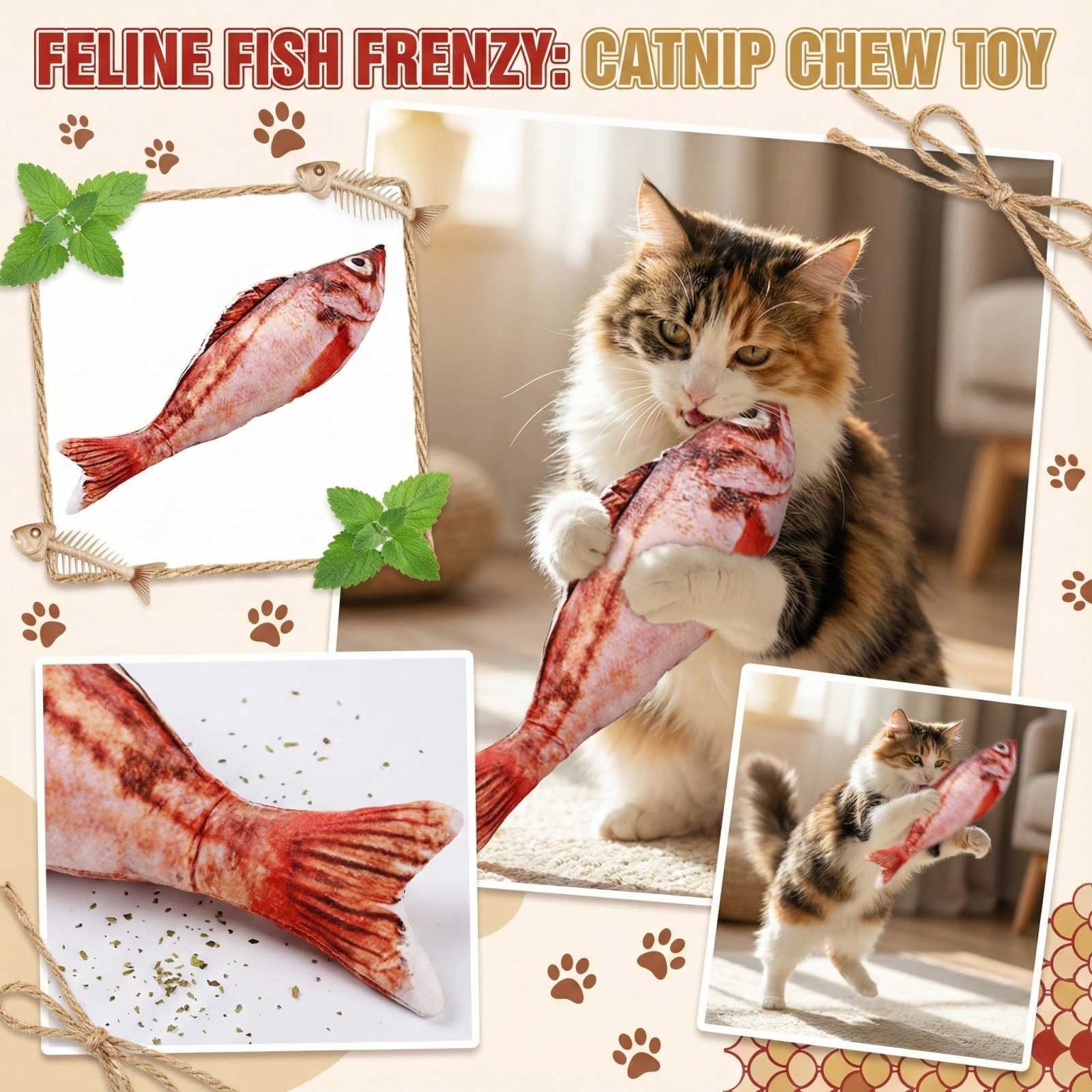 Simulated Fish, Chew Toy Doll, Catnip Teething Toy, One Size
