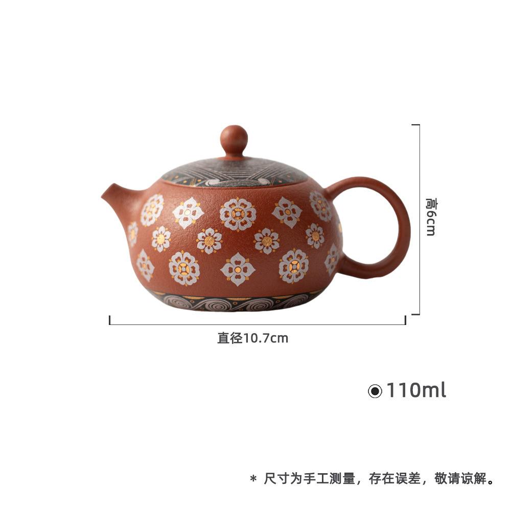 

110ml Traditional Purple Clay Teapots Handmade Pipa Pattern Pot Raw Ore Zhu Mud Kettle Chinese Zisha Teaset Drinkware Collection