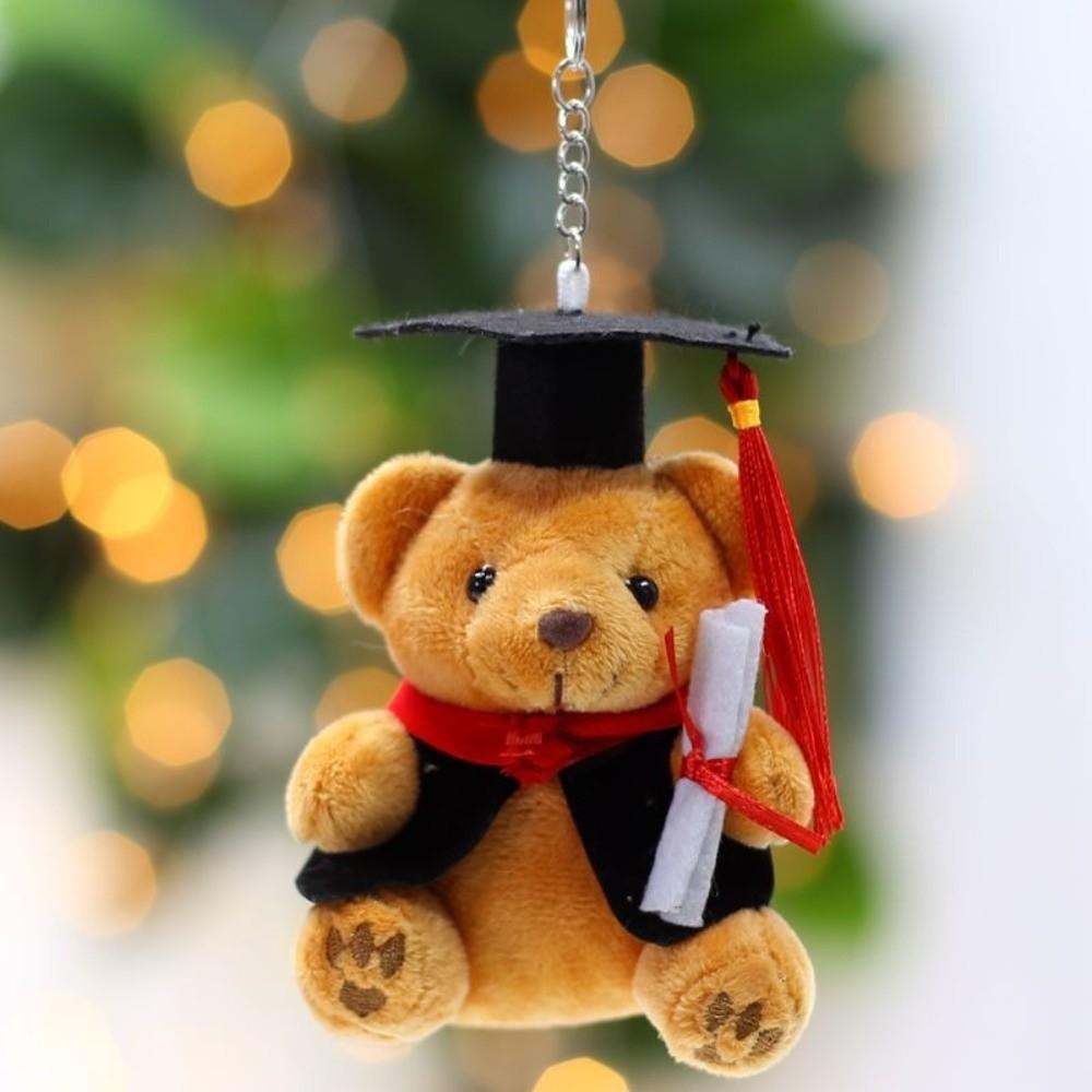 Soft Stuffed Graduation Bear Plush Toy 12cm Dr Bear Doll Cartoon Bear Keychain  Clothing Decor