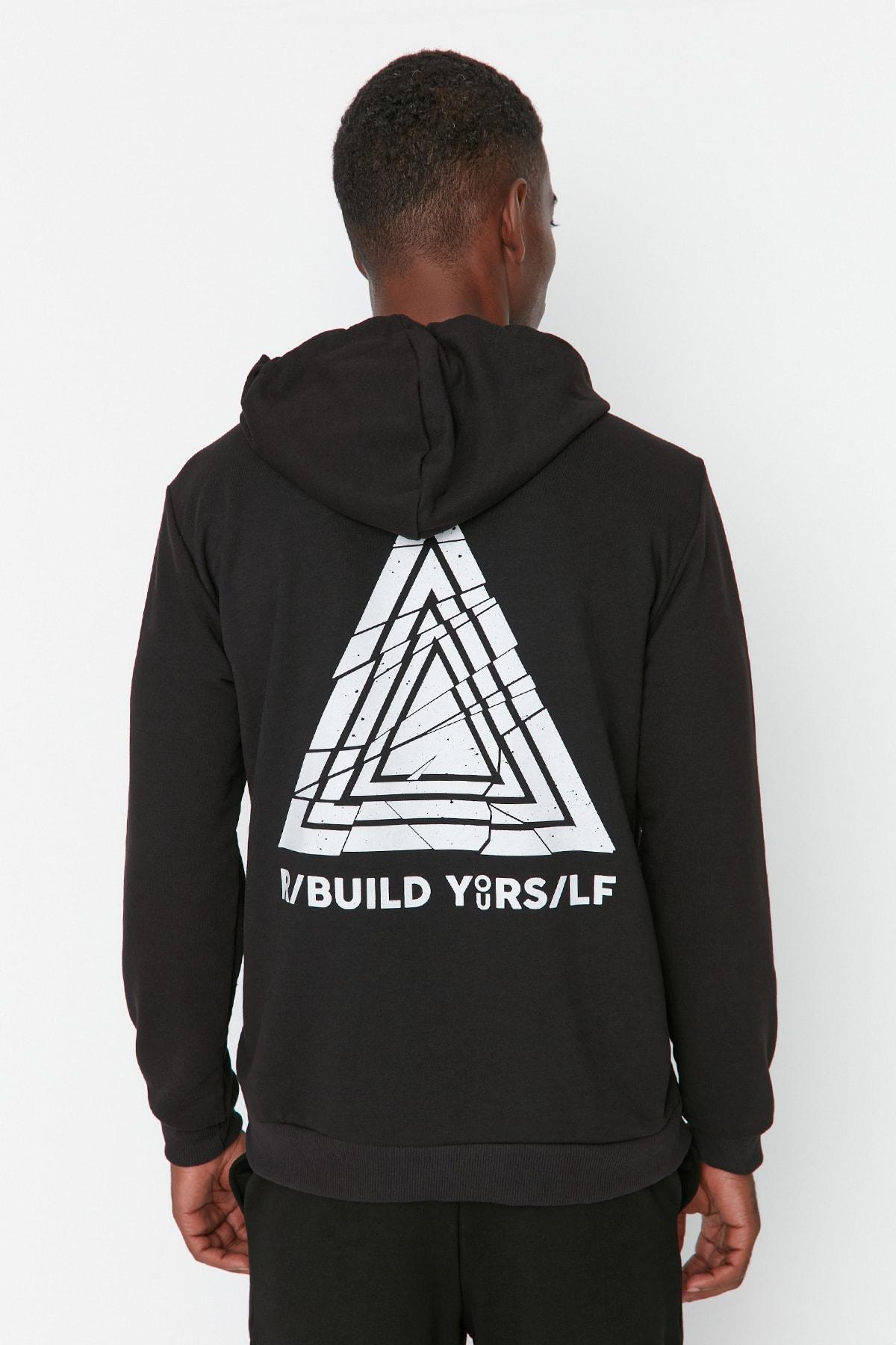 

Черная мужская толстовка с капюшоном и принтом на спине TMNAW21SW0463