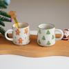 Christmas Embossed Line Mug Exquisite and Beautiful Christmas Gingerbread Man Striped Ceramic Mug Coffee Cup Suitable for Christmas Holiday Decoration