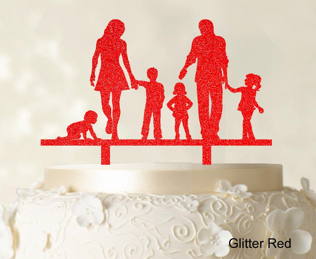 Personlig familiekaketopper Egendefinert silhuett Bryllupskake Topper Kakedekorasjoner Tilgjengelig 6"-7" tommer