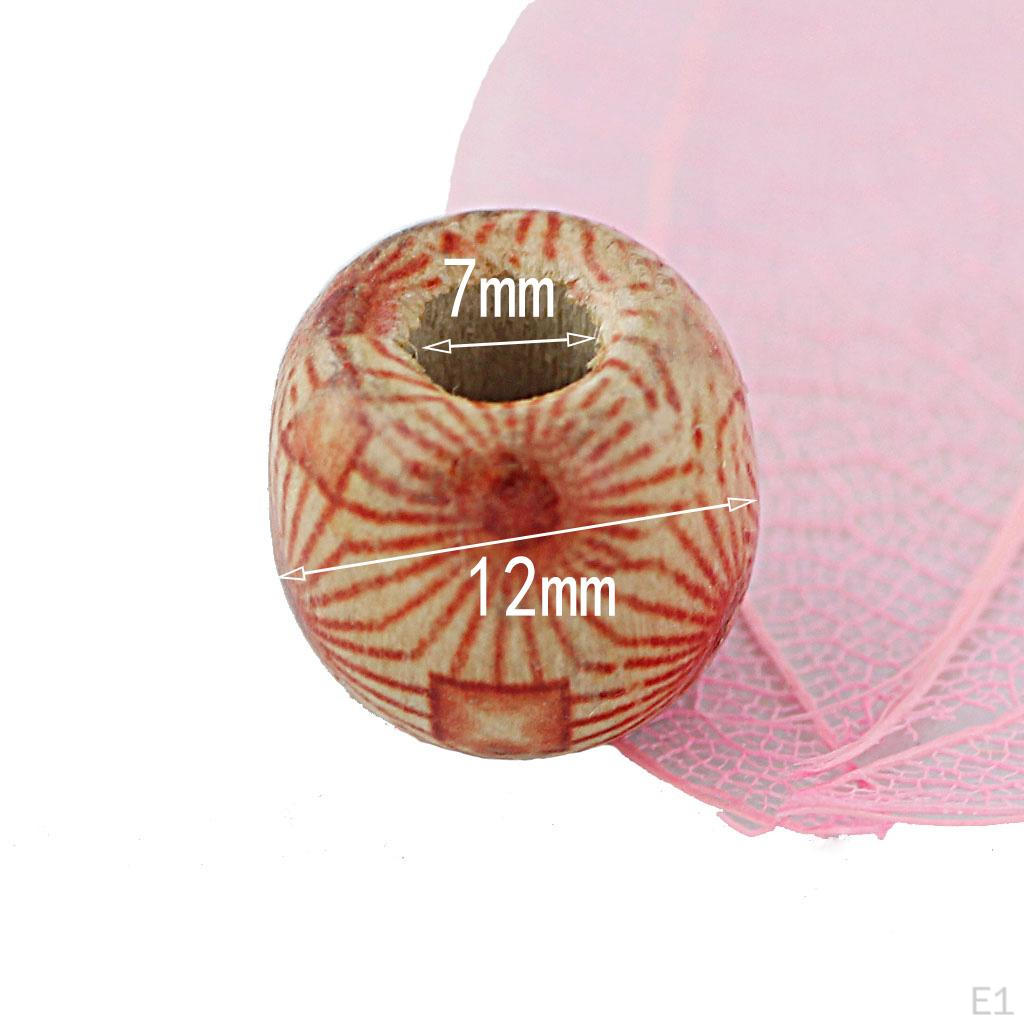 200x Mixed Round Wooden Beads Jewelry Making Loose Spacer Charms 12mm