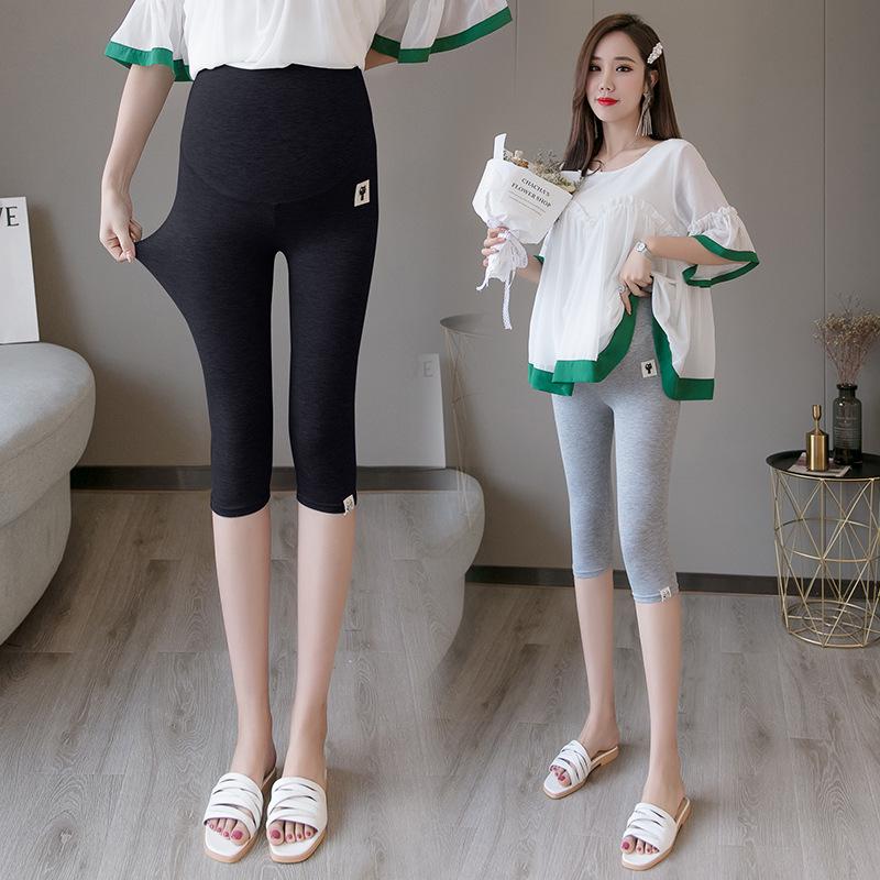 

2024 Summer Maternity Leggings: Lightweight, Thin Cropped Pants for Outerwear L [Recommended 50-60 kg]