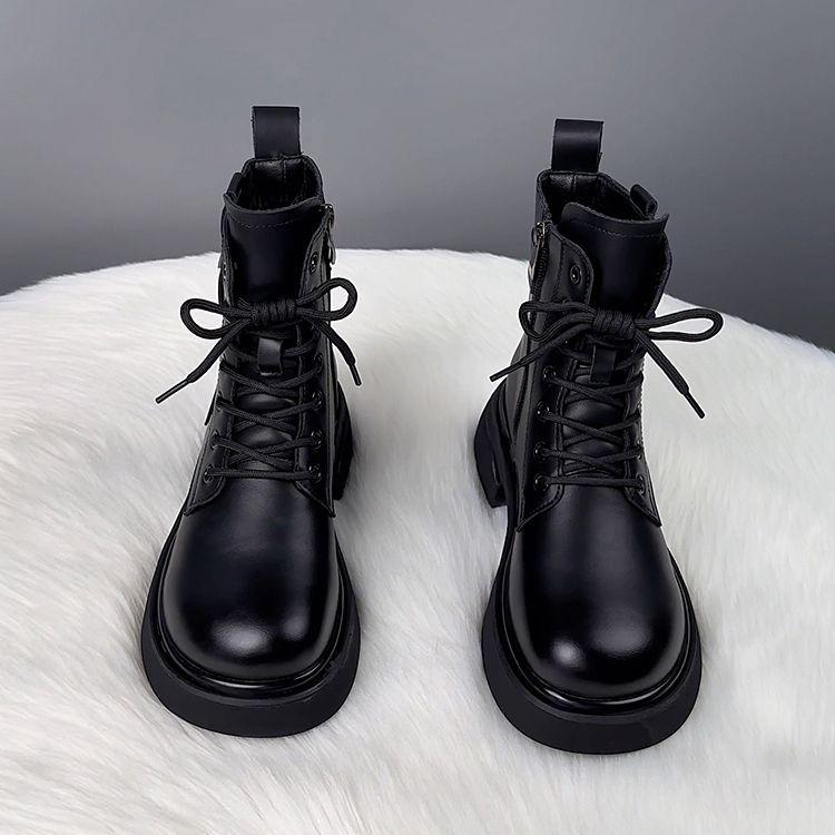 

Женские высококлассные ботинки Мартин на толстой подошве: Осенне-зимние модные короткие ботинки в британском стиле 35