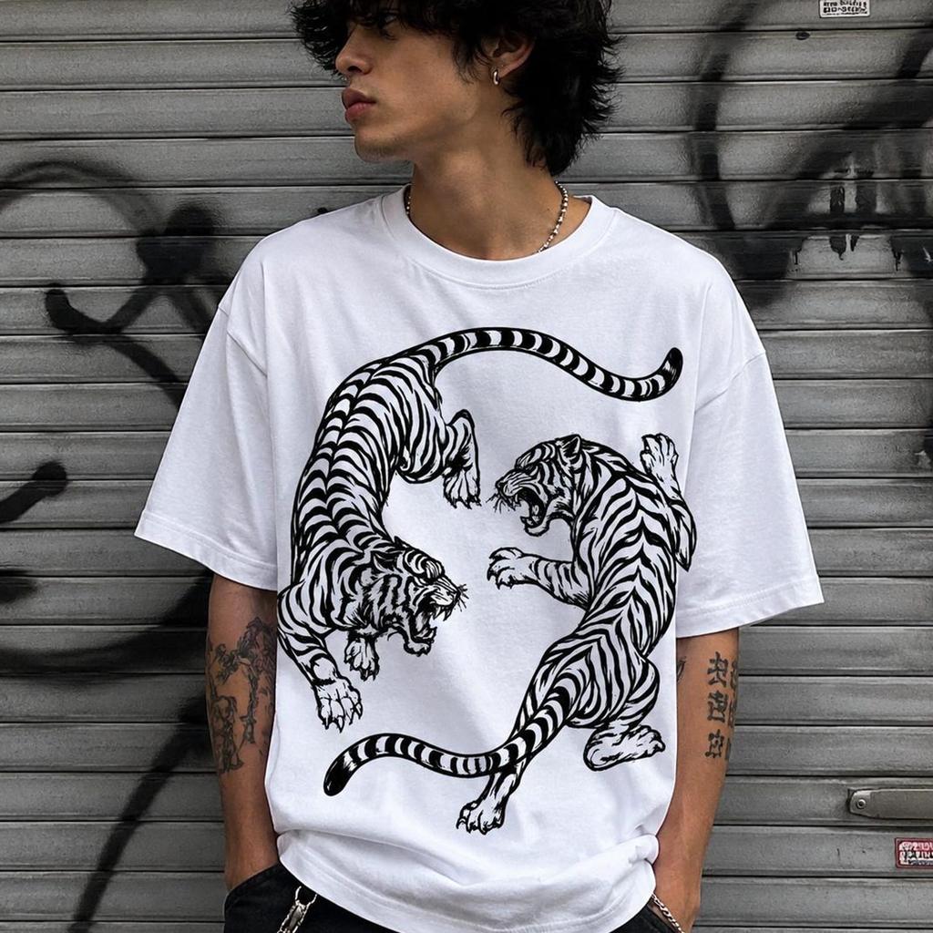Vintage Tigers Fighting Graphic Tee, Wild Big Cat Engraved Style Shirt and kids shirt, Retro Jungle Wildlife Aesthetic Top, Animal Gift