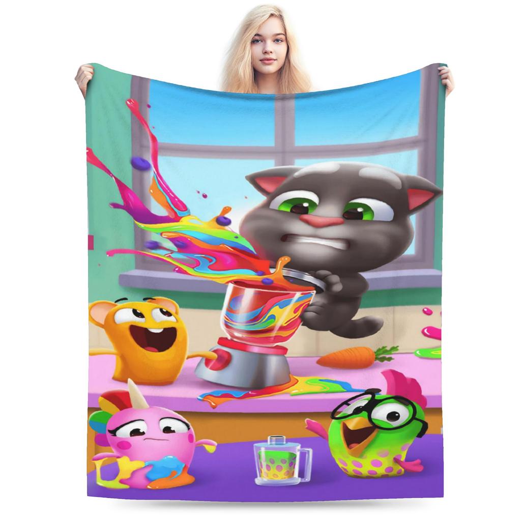 New T-Talking T-Tom And F-Friends Blanket Lightweight Thin Fleece Cozy Throw Blankets Machine Washable
