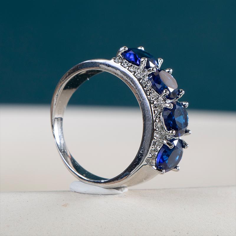 BELLA BOX Moda Sözleşmeli Stil kadın Yüzükler Parlak Mavi Zirkon Parti Kadın Estetik Takı Için Narin Aksesuarları