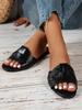 2025 Summer Women's Square Toe Cross Strap Sandals and Slippers
