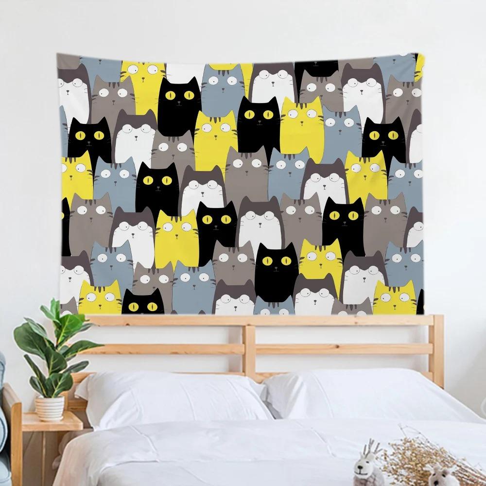 

Мультяшный кот Простой гобелен Офис Гостиная Украшение Домашний Настенный Гобелен 230x150cm
