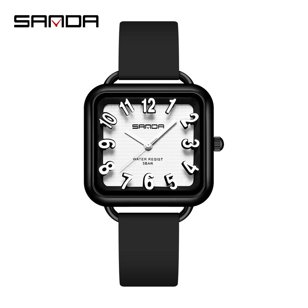 SANDA 3269 Fashion Quartz Watch Girl And Boy 5ATM Waterproof Rectangle Light Trend Student Young Men's Quartz Watch