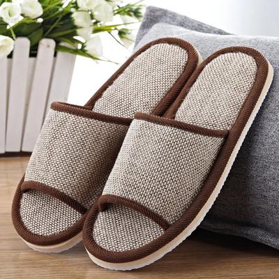 2024 New Linen Slippers Women and Men Household Slippers Indoor Floor Shoes Summer Women's Mute Slippers Bedroom House Shoes