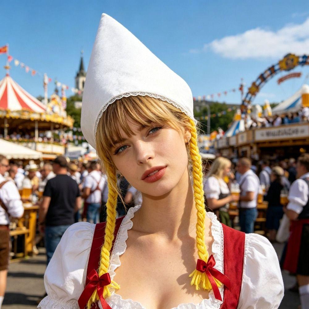 With Braids Party Hat Polyester Festival Costume Accessory High Quality Oktoberfest Hat  Party