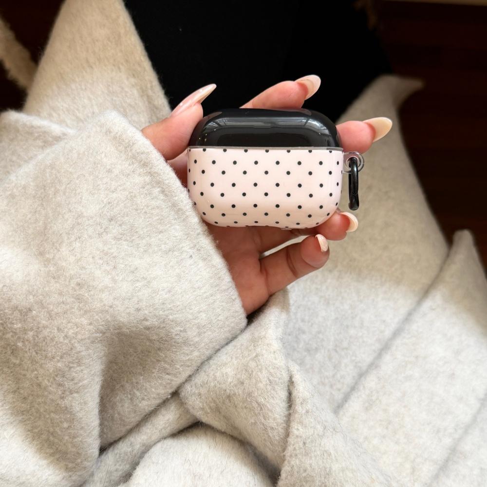 Black Cover Simple Polka Dot for Apple Airpods4 Earphone Case Airpodspro3 Generation Bluetooth Earphone Cover Airpodspro2 Personalized 3rd Generation