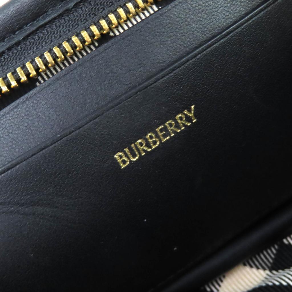 Great BURBERRY Shoulder Bag Check Pattern Leather Canvas Mini Bag black 8095295 Used