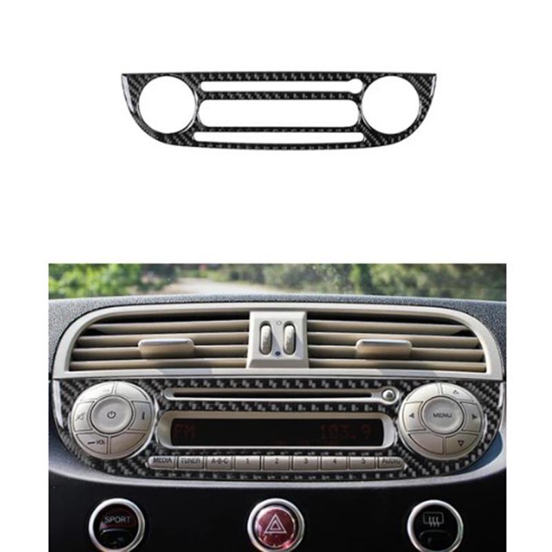 Carbon Fiber Style Center Console Sticker for 2012-2015 Fiat 500: CD Control Panel Decoration