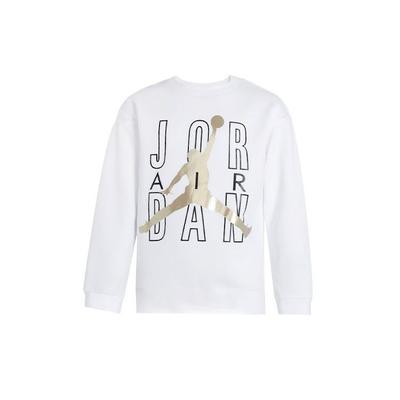 Jordan קפוצון לילדים עם צווארון עגול ושרוולים ארוכים, לוגו, לבן JD2142066GS-001