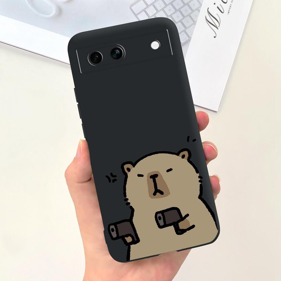 For Google Pixel 8A 6 6A 7 Case Luxury Black Soft Silicone TPU Bumper Phone Cover for Google 6a Pixel8a Capa