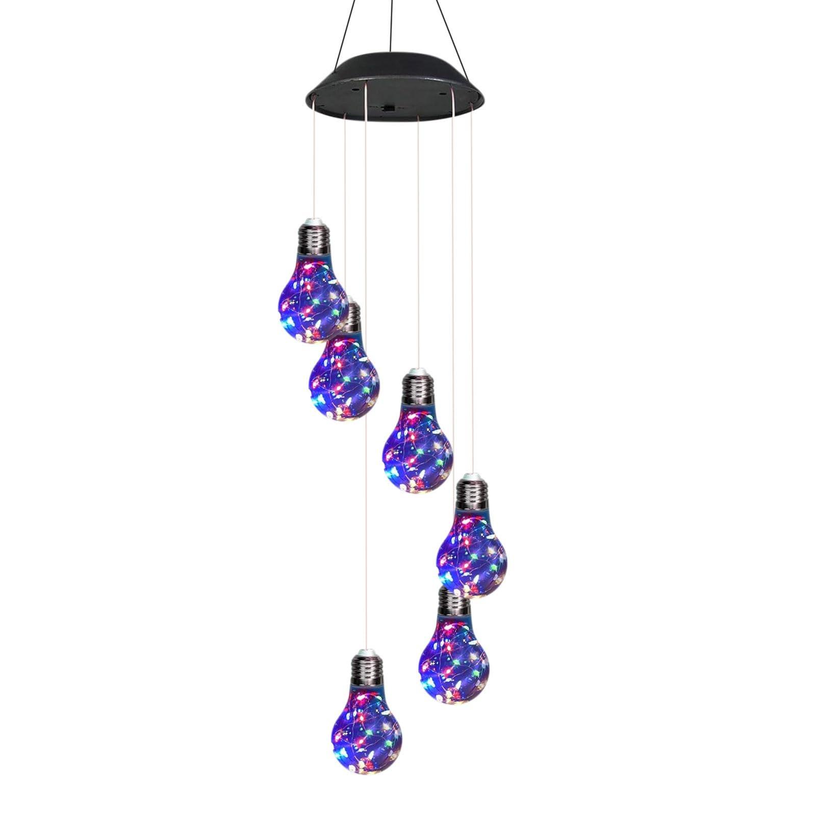

Colorful LED 6 Solar Bulbs Wind Chimes, Mobile Hanging Wind Chimes For Porch Garden Yard Balcony Decoration One Size