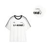 Li Ning Letter Stripe Print Loose Casual Round Neck Short Sleeve T-Shirt Unisex Tops White AHSU657-1(TEAM702-3.4.20)