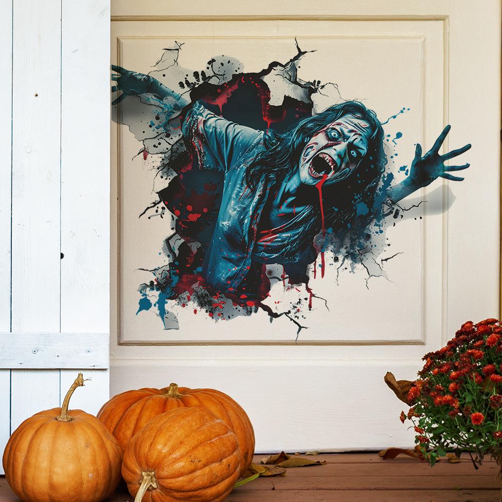 Fun-e96 Halloween Broken Wall Thriller Female Ghost Bedroom Living Room Home Beautification Decorative Wall Stickers