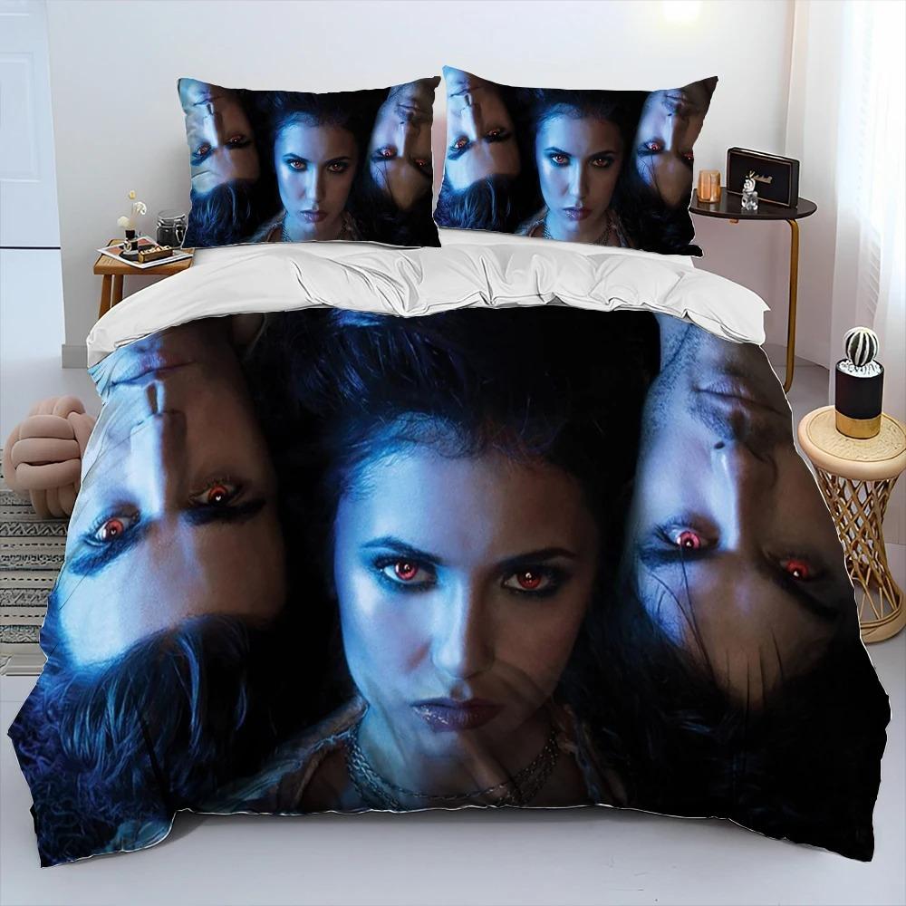 The Vampire Diaries Bettwäsche-Set 3D-Druck Bettbezug Bettwäsche-Set Steppdeckenbezug mit Kissenbezug King Queen Size Kindergeschenk