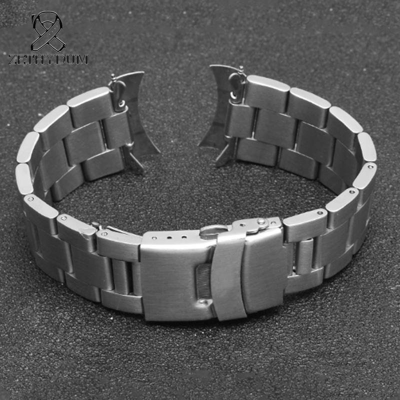 20MM 22MM Para SEIKO SKX007/009 SKX173/175 reloj plateado para hombre pulsera de reloj de acero inoxidable Hebilla plegable para reloj Correa + Herramienta