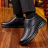 Winter Snow Boots Men Waterproof Men's Casual Leather Shoes Flannel Slip  High Top Slip- Warm Winter Shoes Mens Work Shoes
