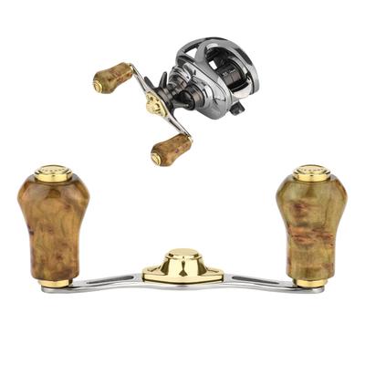 GOMEXUS Baitcasting Reel Handle Wooden Knob 80mm Silver Light Wood For SHIMANO DAIWA