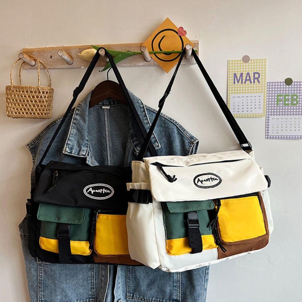 Nylon Nylon Crossbody Bag Adjustable Strap Multi Functional Harajuku Messenger Bag Japanese Style Large Capacity