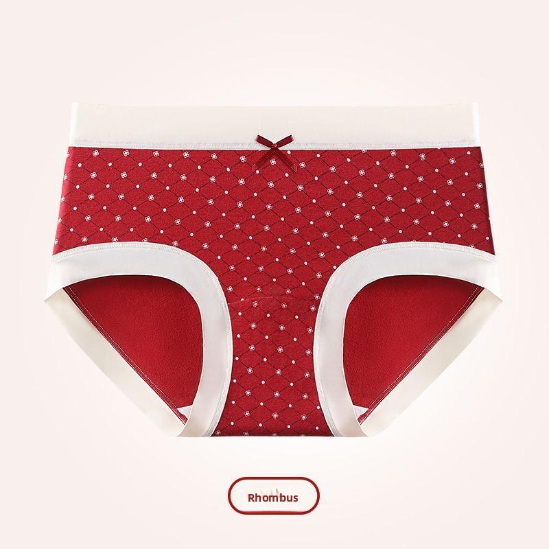 Lady Spring and Autumn Festival Wedding Year Bright Red Sweet Lovely Cotton Extended Briefs
