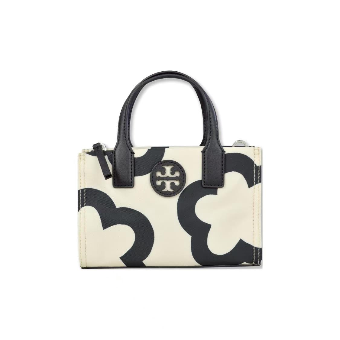 

Tory Burch Double T Logo Nylon Tote Bag Women Tote Bags White Black 149668-101 Basic Set (Bag+Dust Bag)