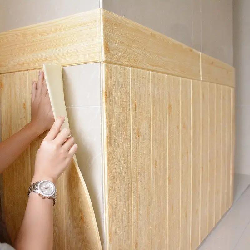 10 PCS 35*35cm Wood Grain Wall Stickers Self-adhesive Background Wall Decoration DIY Wallpaper 3D Waterproof Living Room Kitchen
