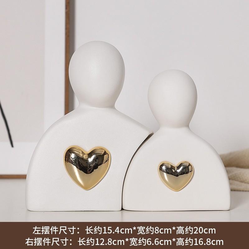 Abstract Art Figure Ceramic Ornament Black and White Couple Small Sculptures Living Room Ceramic Human Body Sculpture Handicraft