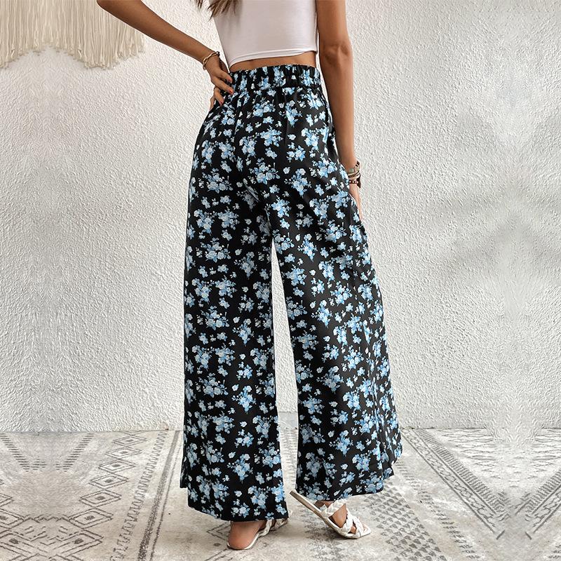 New Style Printed Wide-leg Pants with A Loose and Flowing Fit for Summer