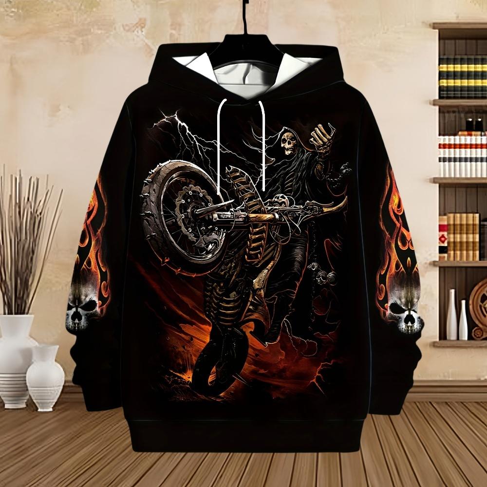Men's Hoodie Skull Design Hoodies 3D Print Horror Graphic Tops Fall Harajuku Long Sleeve Kangaroo Pocket Hoodie for Men Clothes