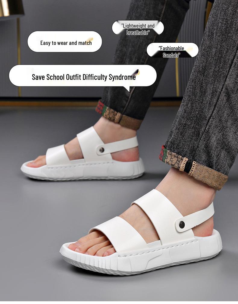 Men's Summer 2025 Dual-Use Non-Slip Driving Sandals: Casual Thick-Soled Beach Shoes