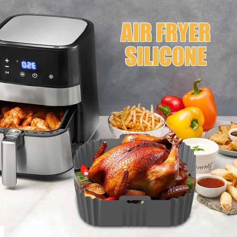 Reusable Liners For Air Fryer Basket Foldable Basket Air Fryer Pot Silicone Baking Pan Food Grade Replaces Flammable Parchment