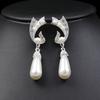 Violent Pearl Necklace Earrings Set Bridal Dress Versatile Accessories Novel Alloy Electric Two-Piece Set