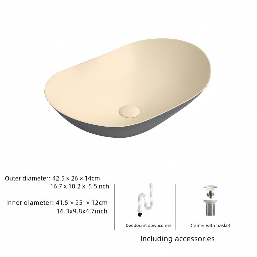 

Современная овальная керамическая раковина для ванной комнаты, 16,3 X9,8 - элегантная раковина для ванной комнаты со сливными принадлежностями (Кран в комплект не входит)