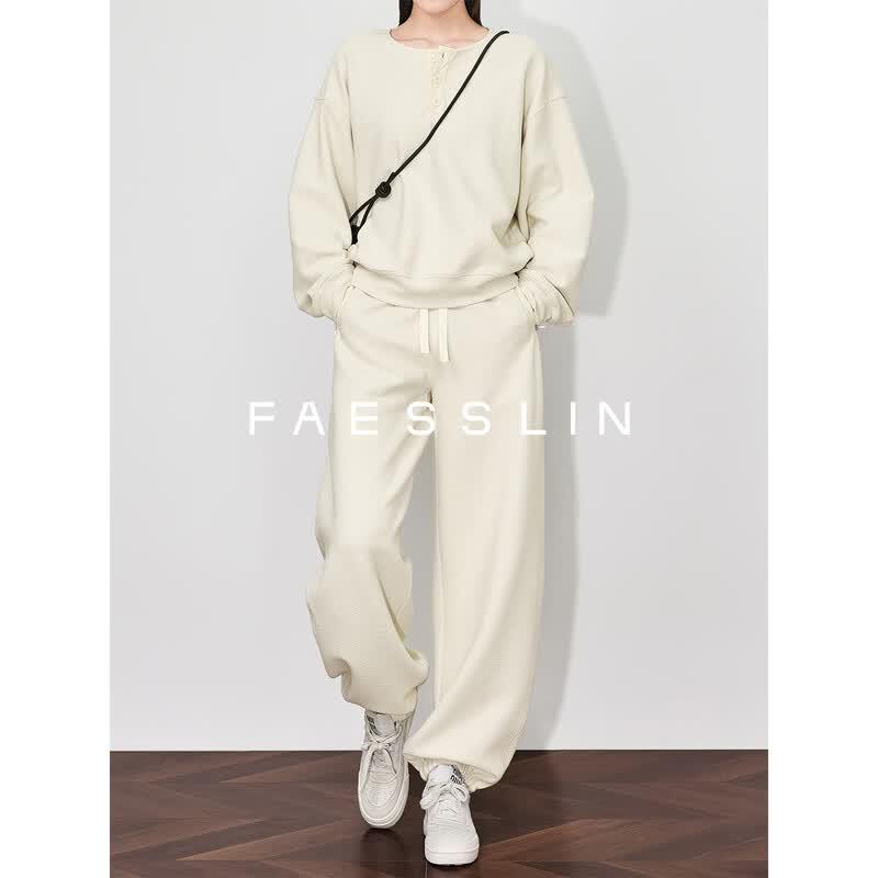 

FAESSLIN Women s Greige Cotton-Feel Straight-Leg Jogger Sweatpants S