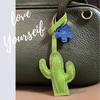 Handmade Leather Bag Pendant Cactus Car Keychain Creative and Refined Gift