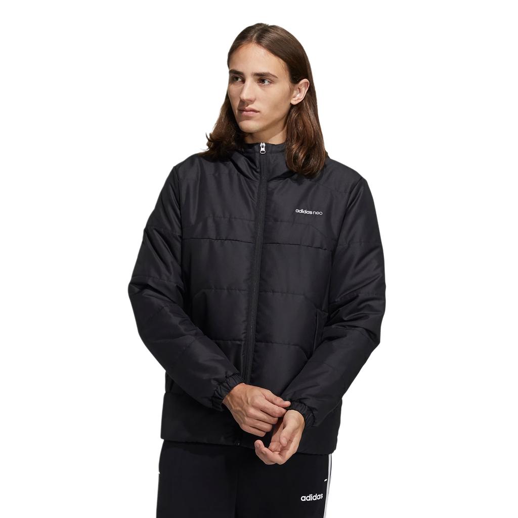 adidas Neo M Pad Cb Jk Logo Print Solid Color Long Sleeve Hooded Outdoor Quilted Lightweight Cotton Jacket Winter Men Jacket Black H45236
